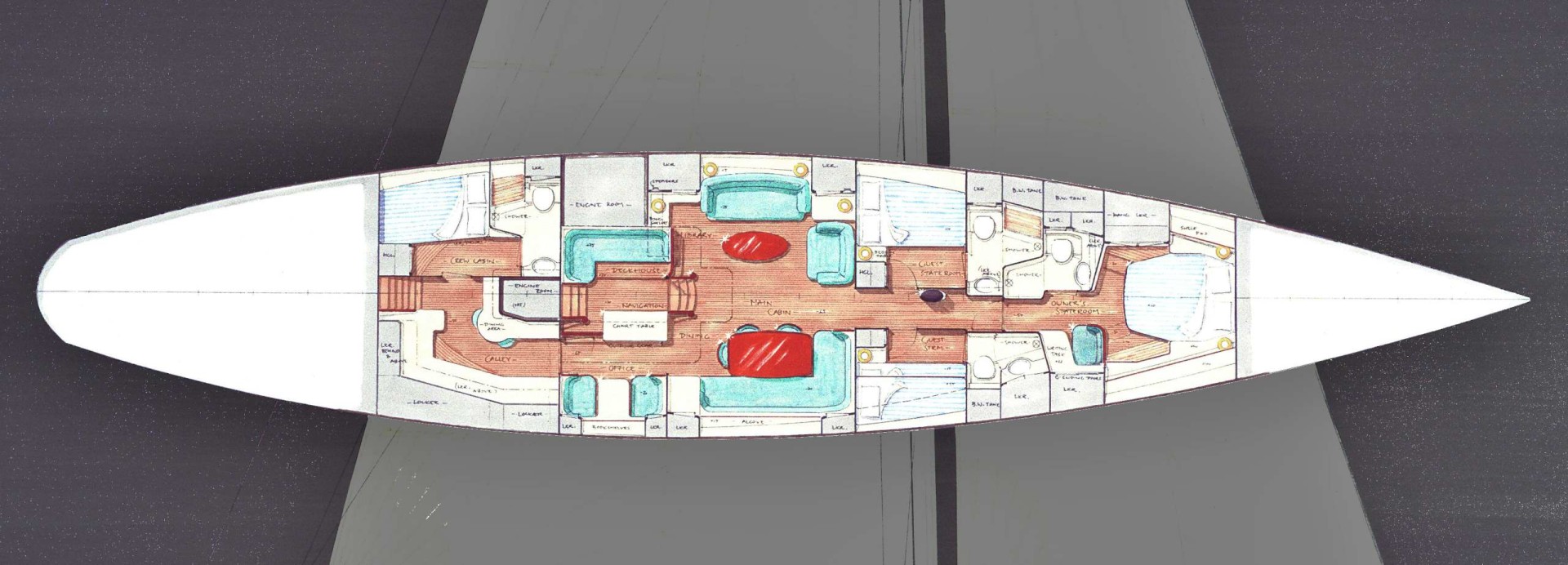 90 ft yacht interior