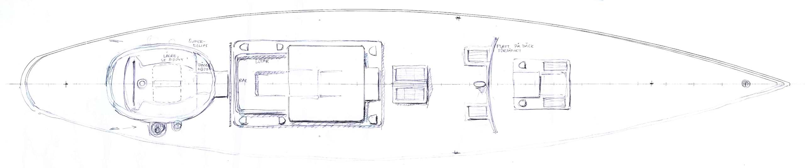 90' Classic, deck, early sketch (c) Heyman Yachts